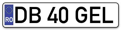 Placuta inmatriculare numar auto  DB-40-GEL, DB 40 GEL, DB40GEL