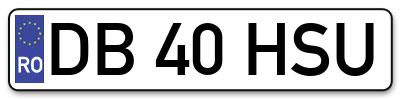 Placuta inmatriculare numar auto  DB-40-HSU, DB 40 HSU, DB40HSU