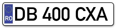 Placuta inmatriculare numar auto  DB-400-CXA, DB 400 CXA, DB400CXA