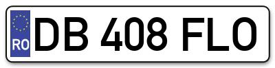 Placuta inmatriculare numar auto  DB-408-FLO, DB 408 FLO, DB408FLO