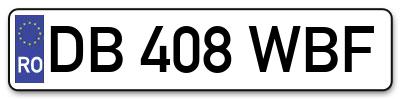 Placuta inmatriculare numar auto  DB-408-WBF, DB 408 WBF, DB408WBF