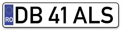 Placuta inmatriculare numar auto  DB-41-ALS, DB 41 ALS, DB41ALS