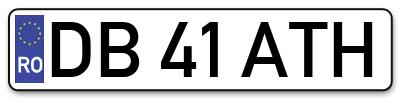 Placuta inmatriculare numar auto  DB-41-ATH, DB 41 ATH, DB41ATH