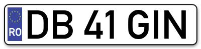 Placuta inmatriculare numar auto  DB-41-GIN, DB 41 GIN, DB41GIN