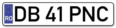 Placuta inmatriculare numar auto  DB-41-PNC, DB 41 PNC, DB41PNC