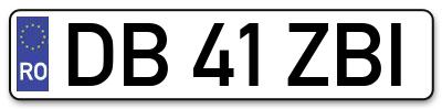 Placuta inmatriculare numar auto  DB-41-ZBI, DB 41 ZBI, DB41ZBI