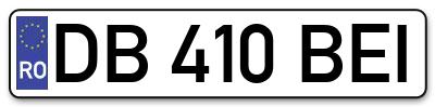 Placuta inmatriculare numar auto  DB-410-BEI, DB 410 BEI, DB410BEI
