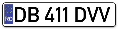 Placuta inmatriculare numar auto  DB-411-DVV, DB 411 DVV, DB411DVV