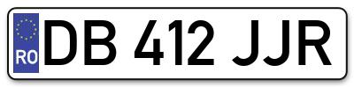 Placuta inmatriculare numar auto  DB-412-JJR, DB 412 JJR, DB412JJR