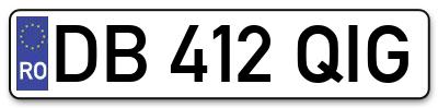 Placuta inmatriculare numar auto  DB-412-QIG, DB 412 QIG, DB412QIG