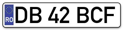 Placuta inmatriculare numar auto  DB-42-BCF, DB 42 BCF, DB42BCF