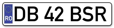 Placuta inmatriculare numar auto  DB-42-BSR, DB 42 BSR, DB42BSR