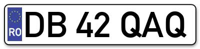 Placuta inmatriculare numar auto  DB-42-QAQ, DB 42 QAQ, DB42QAQ
