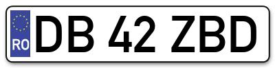 Placuta inmatriculare numar auto  DB-42-ZBD, DB 42 ZBD, DB42ZBD