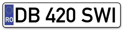 Placuta inmatriculare numar auto  DB-420-SWI, DB 420 SWI, DB420SWI