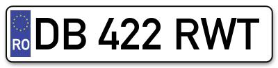 Placuta inmatriculare numar auto  DB-422-RWT, DB 422 RWT, DB422RWT