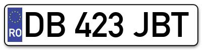 Placuta inmatriculare numar auto  DB-423-JBT, DB 423 JBT, DB423JBT