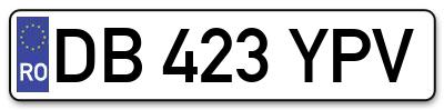 Placuta inmatriculare numar auto  DB-423-YPV, DB 423 YPV, DB423YPV