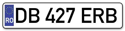 Placuta inmatriculare numar auto  DB-427-ERB, DB 427 ERB, DB427ERB