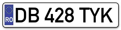 Placuta inmatriculare numar auto  DB-428-TYK, DB 428 TYK, DB428TYK