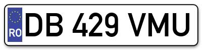 Placuta inmatriculare numar auto  DB-429-VMU, DB 429 VMU, DB429VMU