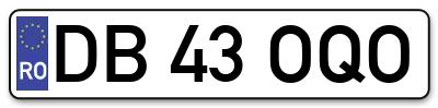 Placuta inmatriculare numar auto  DB-43-OQO, DB 43 OQO, DB43OQO