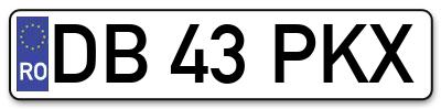 Placuta inmatriculare numar auto  DB-43-PKX, DB 43 PKX, DB43PKX