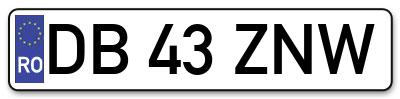 Placuta inmatriculare numar auto  DB-43-ZNW, DB 43 ZNW, DB43ZNW