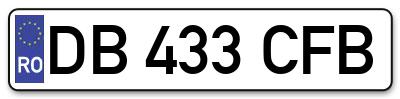 Placuta inmatriculare numar auto  DB-433-CFB, DB 433 CFB, DB433CFB