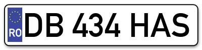 Placuta inmatriculare numar auto  DB-434-HAS, DB 434 HAS, DB434HAS