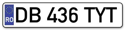 Placuta inmatriculare numar auto  DB-436-TYT, DB 436 TYT, DB436TYT
