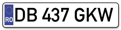 Placuta inmatriculare numar auto  DB-437-GKW, DB 437 GKW, DB437GKW