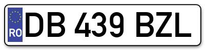 Placuta inmatriculare numar auto  DB-439-BZL, DB 439 BZL, DB439BZL