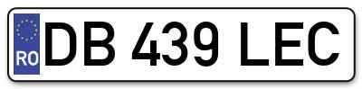 Placuta inmatriculare numar auto  DB-439-LEC, DB 439 LEC, DB439LEC