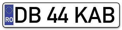 Placuta inmatriculare numar auto  DB-44-KAB, DB 44 KAB, DB44KAB