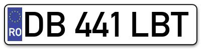 Placuta inmatriculare numar auto  DB-441-LBT, DB 441 LBT, DB441LBT