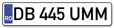 Placuta inmatriculare numar auto  DB-445-UMM, DB 445 UMM, DB445UMM