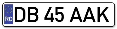 Placuta inmatriculare numar auto  DB-45-AAK, DB 45 AAK, DB45AAK