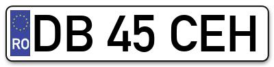 Placuta inmatriculare numar auto  DB-45-CEH, DB 45 CEH, DB45CEH