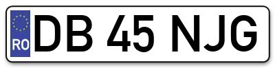 Placuta inmatriculare numar auto  DB-45-NJG, DB 45 NJG, DB45NJG