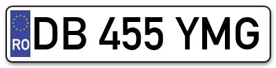 Placuta inmatriculare numar auto  DB-455-YMG, DB 455 YMG, DB455YMG