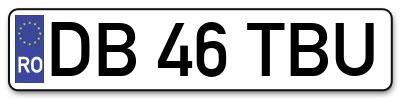 Placuta inmatriculare numar auto  DB-46-TBU, DB 46 TBU, DB46TBU
