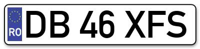 Placuta inmatriculare numar auto  DB-46-XFS, DB 46 XFS, DB46XFS