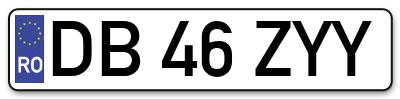 Placuta inmatriculare numar auto  DB-46-ZYY, DB 46 ZYY, DB46ZYY