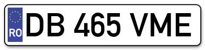 Placuta inmatriculare numar auto  DB-465-VME, DB 465 VME, DB465VME