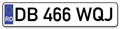 Placuta inmatriculare numar auto  DB-466-WQJ, DB 466 WQJ, DB466WQJ