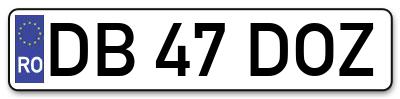 Placuta inmatriculare numar auto  DB-47-DOZ, DB 47 DOZ, DB47DOZ