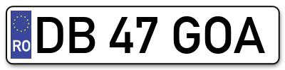 Placuta inmatriculare numar auto  DB-47-GOA, DB 47 GOA, DB47GOA