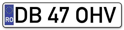 Placuta inmatriculare numar auto  DB-47-OHV, DB 47 OHV, DB47OHV