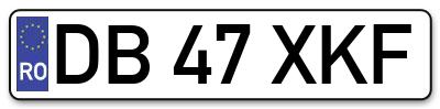 Placuta inmatriculare numar auto  DB-47-XKF, DB 47 XKF, DB47XKF
